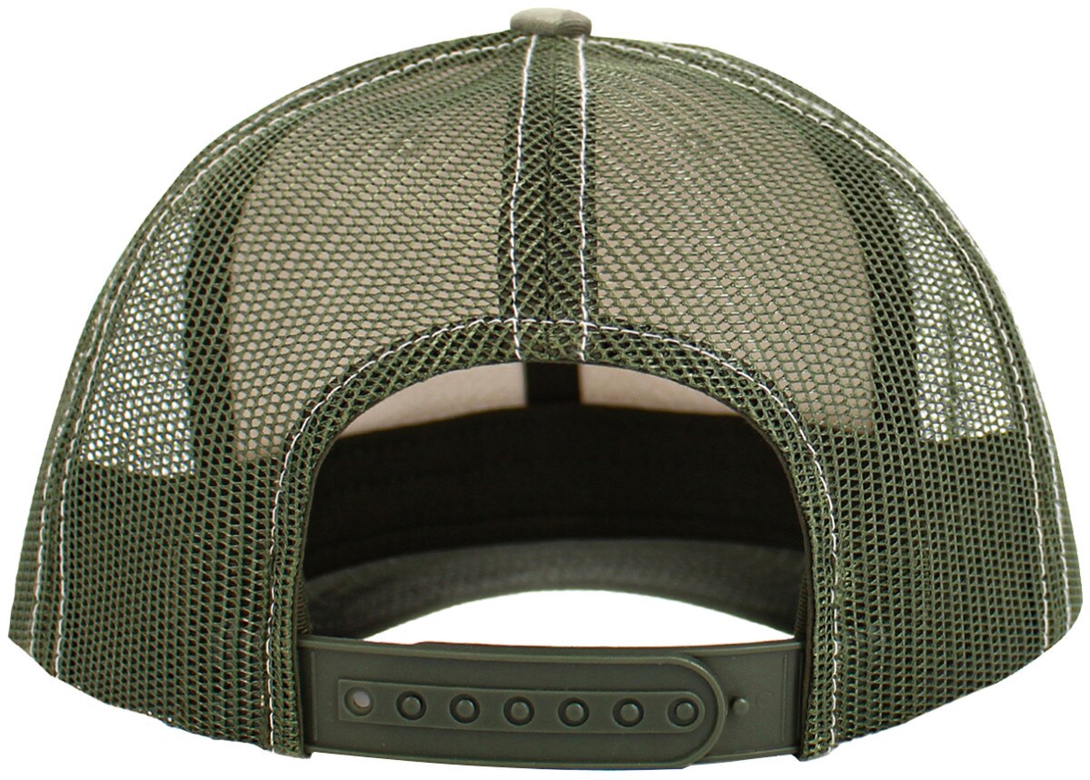 Stone Camouflage Olive Classic 6 Panel Trucker Mesh Snapback Back View